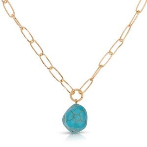Ettika Gold and Blue Necklace with Turquoise Pendant